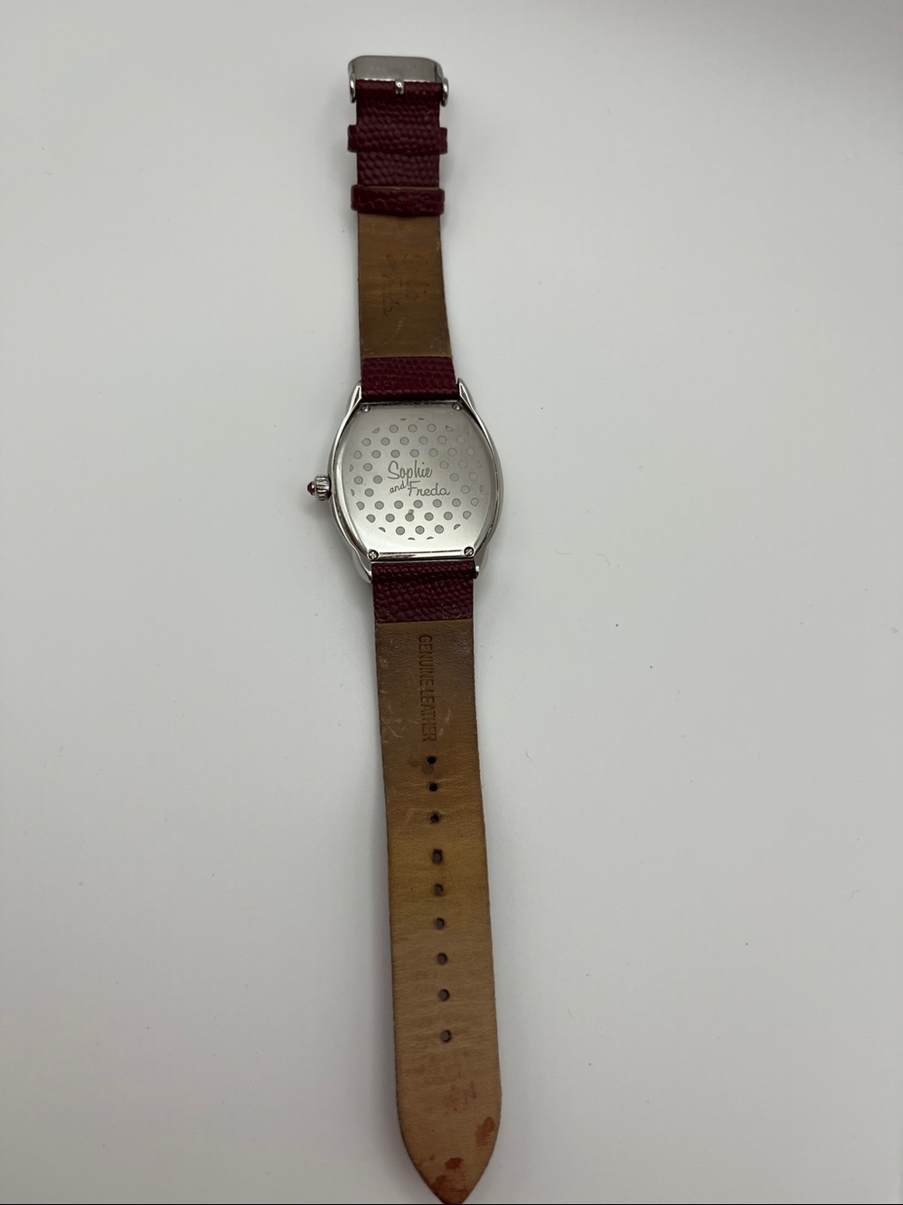 Women's Burgundy Leather Strap Crystal-Trim Watch - Picture 5 of 9